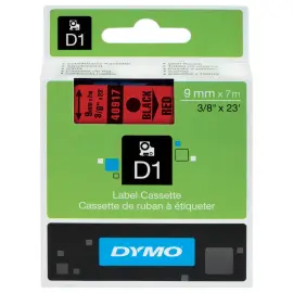 Ruban D1 S0720720 - 7 m x 9 mm - Texte noir sur fond rouge - Dymo 