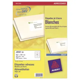 40 planches de 14 &eacute;tiquettes adresses pour imprimantes jet d'encre AVERY 99,1x38,1mm 