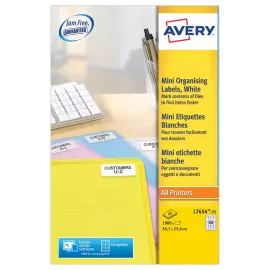 100 Planches de 40 mini-&eacute;tiquettes blanches - 45,7 x 25,4 mm - AVERY 