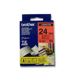 Ruban pour titreuse TZ 24mm - Noir/rouge - Brother 