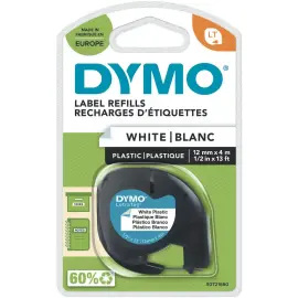 Ruban plastique Letratag - 12 mm - texte noir sur fond blanc 