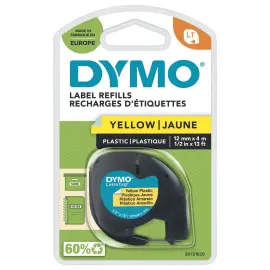 Ruban plastique Letratag - 12 mm - texte noir sur fond jaune 