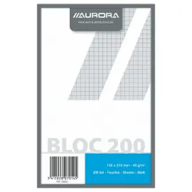 Bloc brouillon 200 feuilles, 5x5 ft 13,5x21 cm 