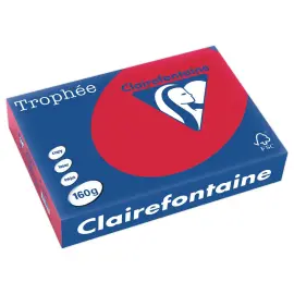 Ramette de 250 feuilles de papier couleurs vives A4  Troph&eacute;e 160g - Rouge groseille - CLAIREFONTAINE 