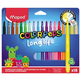 18 Feutres Long Life - Pointe moyenne - MAPED 