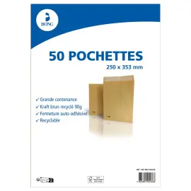 50 pochettes kraft  90gr - 250x353 mm 