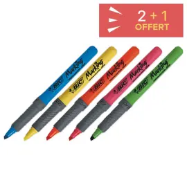 2 Surligneurs &agrave; grip Brite Liner - Jaune - BIC 