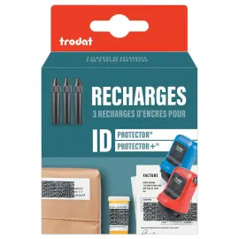 3 Flacons encre recharge pour Tampon rouleau ID Protector Trodat 
