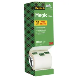 8 Rouleaux d'adh&eacute;sif invisible Magic 810 - 33 m x 19 mm - 3M SCOTCH 