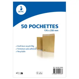 50 pochettes kraft 90g -  176x250mm - IPC BONG 