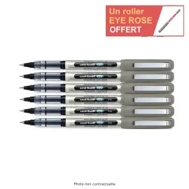 6 Stylos roller pointe m&eacute;tal Eye 157 - &Eacute;criture moyenne - Noir - UNI-BALL 