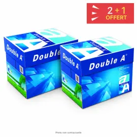 2 cartons de 5 ramettes de 500 feuilles de papier blanc A4 + 1 carton offert  - 75g - Double A 