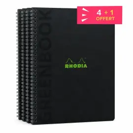 4 Cahiers + 1 offert - A5+ - 160 pages - 5x5 - Noir - Rhodia 
