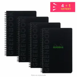 4 Cahiers Rhodia polypropyl&egrave;ne recycl&eacute; + 1 offert - 160 pages A5+ - Noir - Rhodia 