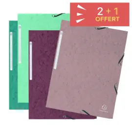 2 lots de 4 chemises &eacute;lastiques 3 rabats Skandi + 1 lot offert - coloris assortis - Exacompta 