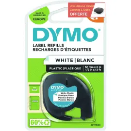 5 Rubans plastique Letratag - 12 mm - Texte noir sur fond blanc - Dymo 