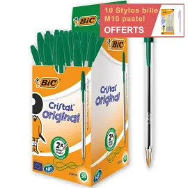 50 Stylos bille Cristal - &Eacute;criture moyenne - Vert - BIC 