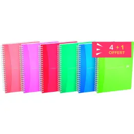 4 Cahiers A5 Collection "Colours" 5x5 + 1 offert - OXFORD 
