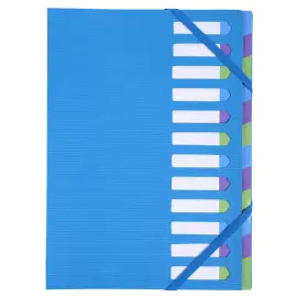Trieur extensible Harmonika&reg; 12 compartiments Campus&reg; Neon - A4 - Bleu - EXACOMPTA 