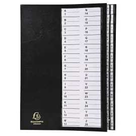 Trieur &agrave; onglets cavaliers 26 compartiments Alphanum&eacute;riques - A4 - Noir - EXACOMPTA 