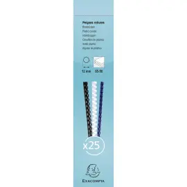 Boite 25 reliures spirales plastique 12mm - Noir - EXACOMPTA 