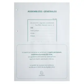 Recharge A4 pour reliures registres - 100 feuillets perforation 4 trous - EXACOMPTA 