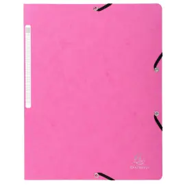 Chemise &agrave; &eacute;lastique sans rabat carte lustr&eacute;e 400gm&sup2; - A4 - Rose - EXACOMPTA 