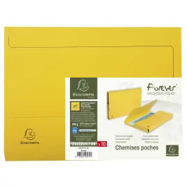 Paquet de 10 chemises poche coloris vifs Forever - 24x32cm - Jaune - EXACOMPTA 