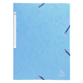 Chemises &agrave; &eacute;lastiques carte lustr&eacute;e 3 rabats monobloc - Turquoise - EXACOMPTA 