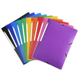 Chemise &agrave; &eacute;lastiques 3 rabats PP OPAK - A4 - Couleurs assorties - EXACOMPTA 