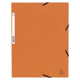 Chemise &agrave; &eacute;lastique 3 rabats carte lustr&eacute;e 355gm&sup2; - A4 - Orange - EXACOMPTA 