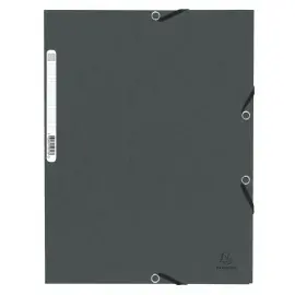 Chemise &agrave; &eacute;lastique 3 rabats carte lustr&eacute;e 355gm&sup2; - A4 - Gris - EXACOMPTA 