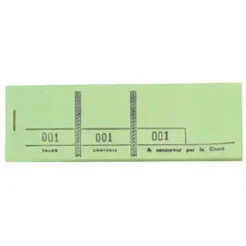 Bloc passe-partout 100 feuillets num&eacute;rot&eacute;s de 3 volets - Format 4,8x15 cm - Vert - EXACOMPTA 