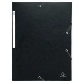 Chemise 3 rabats &agrave; &eacute;lastiques Maxi Capacity carte lustr&eacute;e 600g/m2 Scotten &reg;- A4 - Noir - EXACOMPTA 