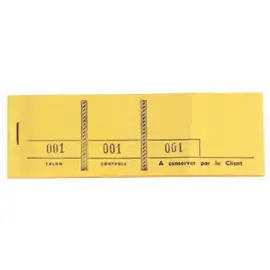 Bloc passe-partout 100 feuillets num&eacute;rot&eacute;s de 3 volets - Format 4,8x15 cm - Jaune - EXACOMPTA 