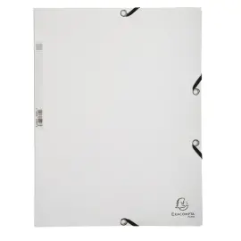 Chemise 3 rabats &agrave; &eacute;lastiques carte lustr&eacute;e 400g/m2 - A4 - Blanc - EXACOMPTA 