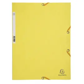 Chemise 3 rabats &agrave; &eacute;lastiques carte lustr&eacute;e 400g/m2 - A4 - Jaune citron - EXACOMPTA 