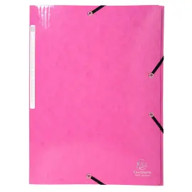 Chemise &agrave; &eacute;lastiques 3 rabats Maxi capacity carte lustr&eacute;e pellicul&eacute;e 425gm&sup2; Iderama A4 - Rose - EXACOMPTA 