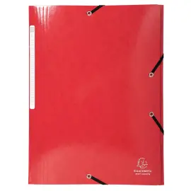 Chemise &agrave; &eacute;lastiques 3 rabats Maxi capacity carte lustr&eacute;e pellicul&eacute;e 425gm&sup2; Iderama A4 - Rouge - EXACOMPTA 