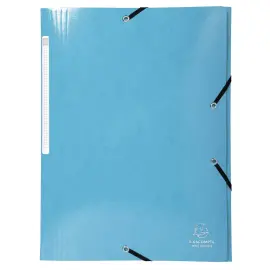 Chemise &agrave; &eacute;lastiques 3 rabats Maxi capacity carte lustr&eacute;e pellicul&eacute;e 425gm&sup2; Iderama A4 - Bleu clair - EXACOMPTA 