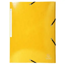 Chemise &agrave; &eacute;lastiques 3 rabats Maxi capacity carte lustr&eacute;e pellicul&eacute;e 425gm&sup2; Iderama A4 - Jaune - EXACOMPTA 