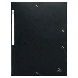 Chemises &agrave; &eacute;lastiques carte lustr&eacute;e 3 rabats monobloc - Noir - EXACOMPTA 
