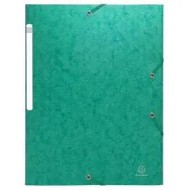 Chemises &agrave; &eacute;lastiques carte lustr&eacute;e 3 rabats monobloc - Vert - EXACOMPTA 