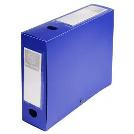Boite de classement &agrave; pression Dos 80mm polypropyl&egrave;ne 7/10e Opaque - A4 - Bleu - EXACOMPTA 