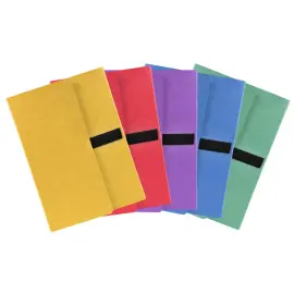 Chemise extensible 3 rabats carte lustr&eacute;e sangle scratch - 24x32cm - Couleurs assorties - EXACOMPTA 