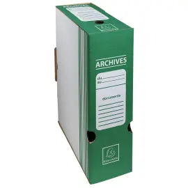 Bo&icirc;te archive Dos 100 mm carton ondul&eacute; couleurs - 25 x 34 cm - Vert - Exacompta 