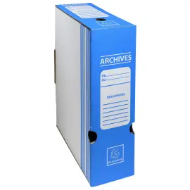 Bo&icirc;te archive Dos 100 mm carton ondul&eacute; couleurs - 25 x 34 cm - Bleu - Exacompta 