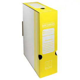 Bo&icirc;te archive Dos 100 mm carton ondul&eacute; couleurs - 25 x 34 cm - Jaune - Exacompta 