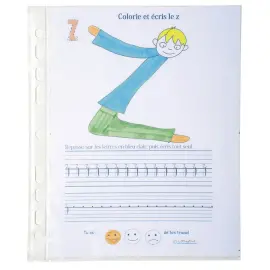 Sachet de 10 pochettes perfor&eacute;es polypropyl&egrave;ne grain&eacute; format &eacute;colier - 17x22cm - Cristal - EXACOMPTA 