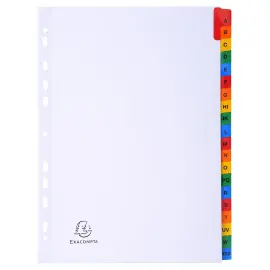 Intercalaires Imprim&eacute;s alphab&eacute;tiques carte blanche 160 g - 20 positions - A4 - Blanc - Exacompta 